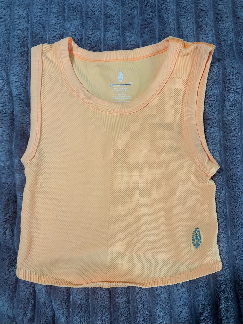 FP Movement by Free People Bright Peach Ribbed Crop Tank